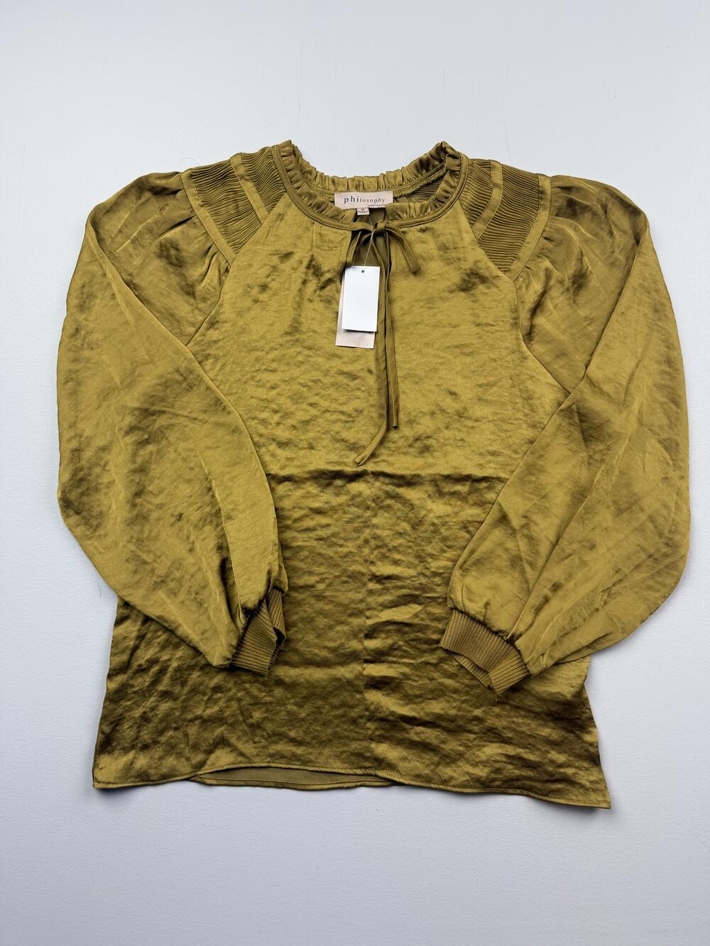 Philosophy Republic Clothing Blouse Womens Medium Gold High Neck Long Sleeve